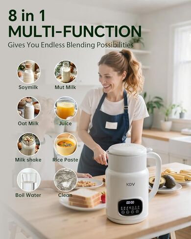 KDV 8-in-1 Nut Milk Maker, 32oz Automatic Plant Milk Machine with Delay Start, Soy Almond Oat Milk Stainless Steel Blender in Kuwait