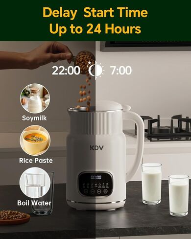 KDV 8-in-1 Nut Milk Maker, 32oz Automatic Plant Milk Machine with Delay Start, Soy Almond Oat Milk Stainless Steel Blender in Kuwait