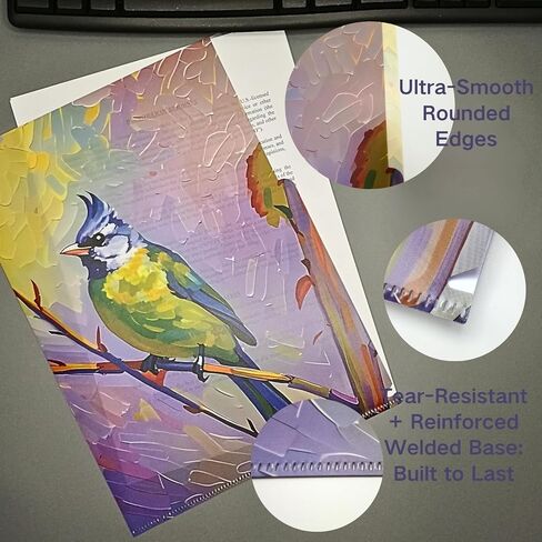مواسم VIVALDI'S: مجلد مستندات فني من Avian Impressions مقاس A4 على شكل حرف L بثلاثة جيوب (4 عبوات) | تصميم لوحة زيتية لطيور مقاومة للماء | تغليف فني مخصص للمكاتب والهدايا in Saudi Arabia
