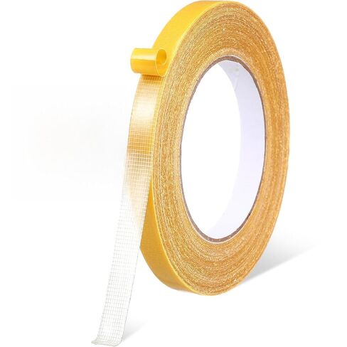 شريط قماشي مزدوج الجوانب من Crtiin 1rolls شديد التحمل، 0.5 بوصة × 66 قدمًا/20 مترًا، شريط حاشية متعدد الوظائف بدون خياطة للملابس والستائر والسجاد والحرف اليدوية والمشروعات اليدوية، بقايا قابلة للإزالة (سمك 350u، أصفر) in Saudi Arabia
