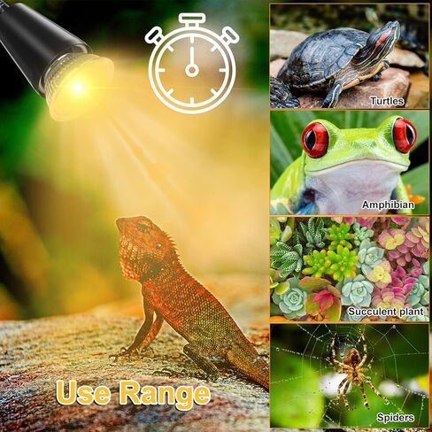 مصباح حراري للزواحف من Dallfoll، مصباح حراري لتوقيت الزواحف UVA UVB، مع دوار ومشبك قابل للدوران 360 درجة، مصباح تسخين للسلحفاة والسحلية والتنين الملتحي in Kuwait