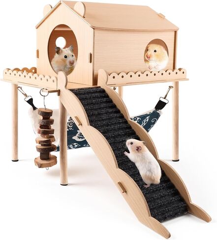Kalolary 3-Levels Dwarf Hamster Cage, Small Hamster Habitat Chew-Proof Metal Carrier Travel Cage Gerbil Mice Rat Mouse Home with Complete Set of Accessories (18.5" L x 11.8" W x 11.8" H, Blue) in Saudi Arabia