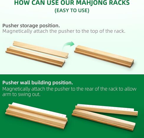 Wooden Mahjong Racks with Pushers, Set of 4, Solid Wood Tile Racks with Push Sliders for American/Mahjongg Tiles, Game Night & Tile Organizer in Saudi Arabia