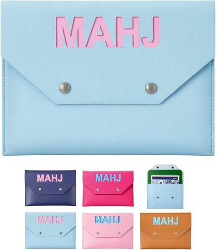 Leather Mahjong Card Clutch Holder Pouch for Cards Mahjong Accessories Protective Cover Case with Secure Closure Ideal Gift for Lover Playing Game Night(8x6 Inch,Hot Pink) in Kuwait