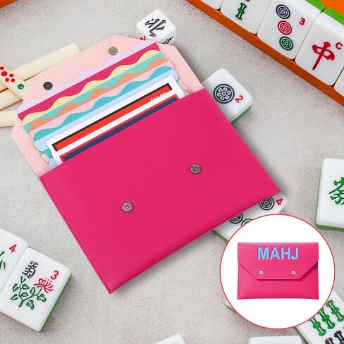 Leather Mahjong Card Clutch Holder Pouch for Cards Mahjong Accessories Protective Cover Case with Secure Closure Ideal Gift for Lover Playing Game Night(8x6 Inch,Hot Pink) in Kuwait