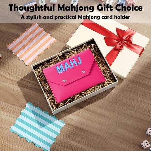 Leather Mahjong Card Clutch Holder Pouch for Cards Mahjong Accessories Protective Cover Case with Secure Closure Ideal Gift for Lover Playing Game Night(8x6 Inch,Hot Pink) in Kuwait