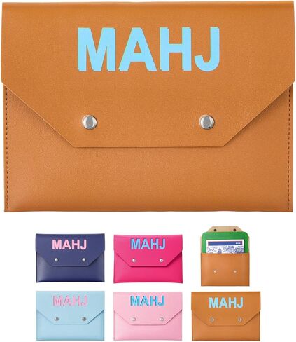 Leather Mahjong Card Clutch Holder Pouch for Cards Mahjong Accessories Protective Cover Case with Secure Closure Ideal Gift for Lover Playing Game Night(8x6 Inch,Hot Pink) in Kuwait