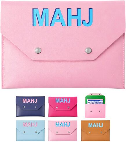 Leather Mahjong Card Clutch Holder Pouch for Cards Mahjong Accessories Protective Cover Case with Secure Closure Ideal Gift for Lover Playing Game Night(8x6 Inch,Hot Pink) in Kuwait