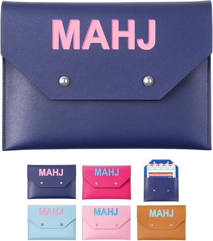 Leather Mahjong Card Clutch Holder Pouch for Cards Mahjong Accessories Protective Cover Case with Secure Closure Ideal Gift for Lover Playing Game Night(8x6 Inch,Hot Pink) in Kuwait