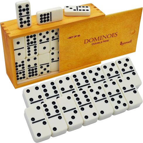 Dominos Game Double 9 - Dominos Set for Adults and Kids Ages 8 and up - Double Nine Dominoes Set, Classic Board Games - Domino Set for Family Game Nights - Double Nine Dominos Set 55 Tiles with Case in Kuwait