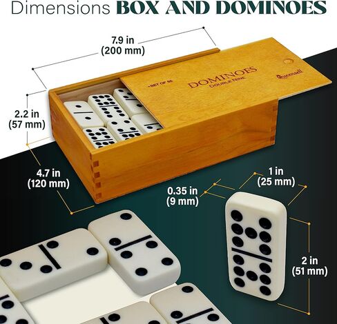 Dominos Game Double 9 - Dominos Set for Adults and Kids Ages 8 and up - Double Nine Dominoes Set, Classic Board Games - Domino Set for Family Game Nights - Double Nine Dominos Set 55 Tiles with Case in Kuwait