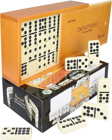Dominos Game Double 9 - Dominos Set for Adults and Kids Ages 8 and up - Double Nine Dominoes Set, Classic Board Games - Domino Set for Family Game Nights - Double Nine Dominos Set 55 Tiles with Case in Kuwait