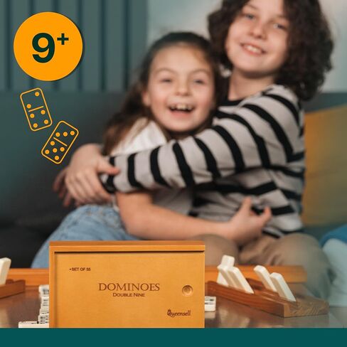 Dominos Game Double 9 - Dominos Set for Adults and Kids Ages 8 and up - Double Nine Dominoes Set, Classic Board Games - Domino Set for Family Game Nights - Double Nine Dominos Set 55 Tiles with Case in Kuwait
