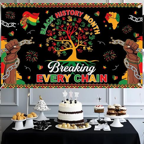 ديكورات لافتة خلفية لشهر التاريخ الأسود، مقاس 70 × 43 بوصة لتزيين خلفية حفلة Juneteenth للوحة إعلانات الحائط في الفصل الدراسي، لوازم ديكور لافتة الاحتفال بالشهر الأمريكي الأفريقي in Kuwait