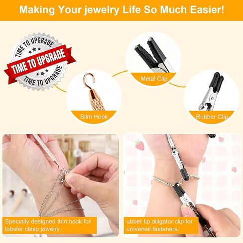 Coopache 3PCS Bracelet Helper Tool with Hook and 2PCS Extender Chain Clasp Set, Portable Bracelets Fastener Helpers Easy to Put on Yourself for Jewelry, Necklace, Zippers, Crafts Adjustment in Saudi Arabia