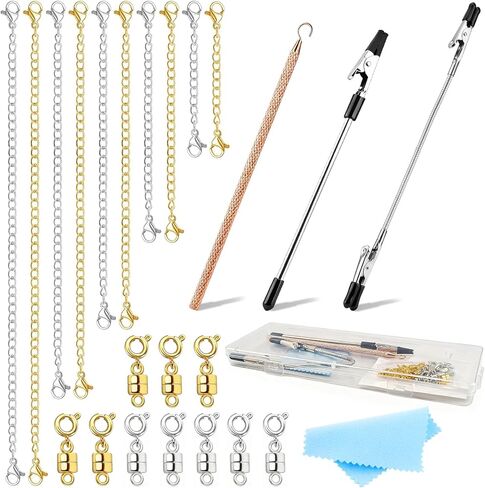 Coopache 3PCS Bracelet Helper Tool with Hook and 2PCS Extender Chain Clasp Set, Portable Bracelets Fastener Helpers Easy to Put on Yourself for Jewelry, Necklace, Zippers, Crafts Adjustment in Saudi Arabia