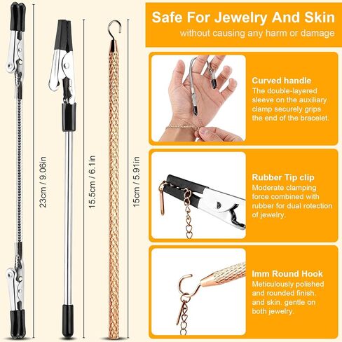 Coopache 3PCS Bracelet Helper Tool with Hook and 2PCS Extender Chain Clasp Set, Portable Bracelets Fastener Helpers Easy to Put on Yourself for Jewelry, Necklace, Zippers, Crafts Adjustment in Saudi Arabia