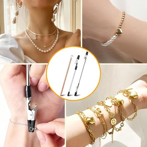 Coopache 3PCS Bracelet Helper Tool with Hook and 2PCS Extender Chain Clasp Set, Portable Bracelets Fastener Helpers Easy to Put on Yourself for Jewelry, Necklace, Zippers, Crafts Adjustment in Saudi Arabia