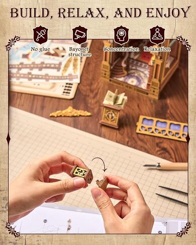 مجموعة أدوات كتاب Rolife DIY - مكتبة العجائب الخشبية ثلاثية الأبعاد | منزل مصغر على الطراز الباروكي مع ثريا كبيرة وإضاءة LED تعمل باللمس | ديكور رف الكتب مقاس 10.4 بوصة | هدية إبداعية للبالغين (258 قطعة) in Saudi Arabia