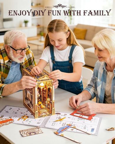 مجموعة أدوات كتاب Rolife DIY - مكتبة العجائب الخشبية ثلاثية الأبعاد | منزل مصغر على الطراز الباروكي مع ثريا كبيرة وإضاءة LED تعمل باللمس | ديكور رف الكتب مقاس 10.4 بوصة | هدية إبداعية للبالغين (258 قطعة) in Saudi Arabia
