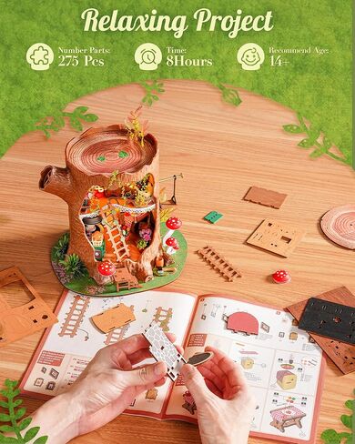 Rolife DIY Miniature House Kit Fairytale Tree House 1:18 Dollhouse Diorama Fantasy Forest Theme Tiny House Building Kit Home Decor Gift for Adults Craft Lovers in Saudi Arabia