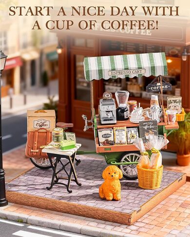 Rolife DIY Miniature House Kits Aromatic Coffee Cart, Mini House Miniverse Lifestyle for Teens, DIY Crafts Kits for Adults, Birthday for Parents Friends (Aromatic Coffee Cart) in Saudi Arabia
