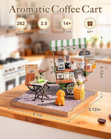 Rolife DIY Miniature House Kits Aromatic Coffee Cart, Mini House Miniverse Lifestyle for Teens, DIY Crafts Kits for Adults, Birthday for Parents Friends (Aromatic Coffee Cart) in Saudi Arabia