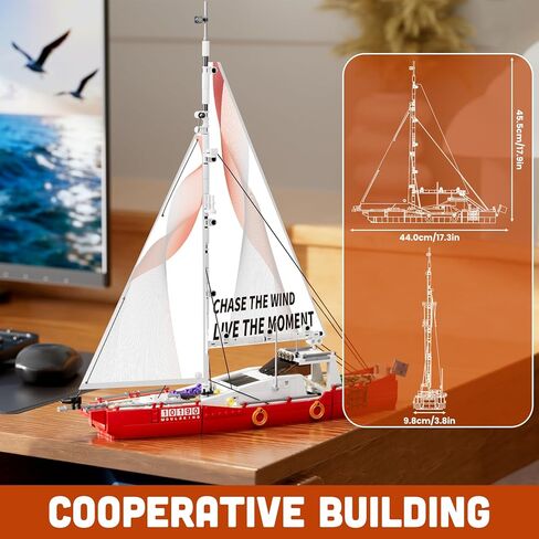 Mould King Modern Sailboat Building Kits, Ocean Explorer Boat Model, House Decor Gift for 14+ Years Old and Adult in Saudi Arabia