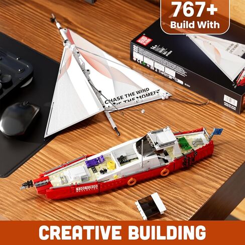 Mould King Modern Sailboat Building Kits, Ocean Explorer Boat Model, House Decor Gift for 14+ Years Old and Adult in Saudi Arabia