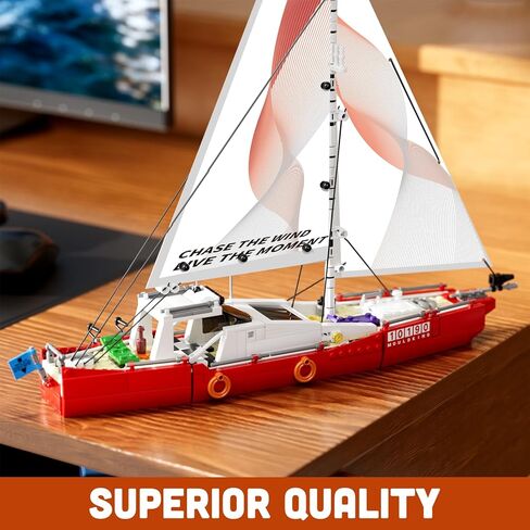 Mould King Modern Sailboat Building Kits, Ocean Explorer Boat Model, House Decor Gift for 14+ Years Old and Adult in Saudi Arabia