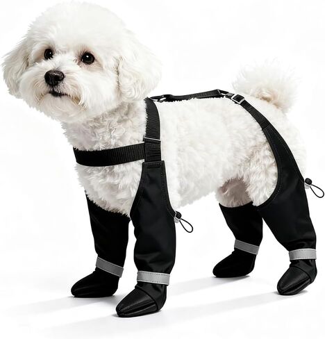 Dog Boots with Adjustable Suspender, Anti-Slip Dog Shoes, Waterproof Paw Protector for Rainy, Snowy, Hot Pavement, L in Saudi Arabia
