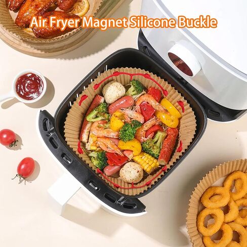 Air Fryer Magnets for Parchment Paper, Upgraded Air Fryer Magnets Silicone Buckle High-Temp Resistant Air Fryer Accessories Locks Disposable Liners Safely (Red) in Saudi Arabia