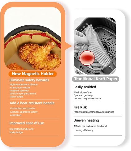 Air Fryer Magnets for Parchment Paper, Upgraded Air Fryer Magnets Silicone Buckle High-Temp Resistant Air Fryer Accessories Locks Disposable Liners Safely (Red) in Saudi Arabia