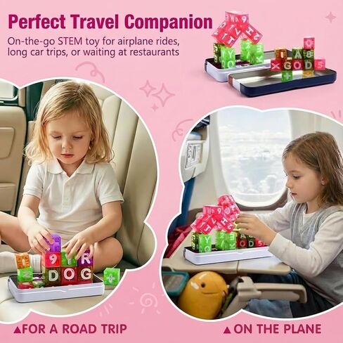 Magnetic Alphabet Blocks 40pcs - Educational STEM Learning Toys for Kids 3-8 | Portable Travel Letter Number Math Kit | Montessori Preschool Gifts Boys Girls in Saudi Arabia
