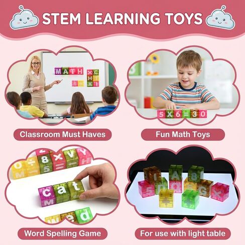 Magnetic Alphabet Blocks 40pcs - Educational STEM Learning Toys for Kids 3-8 | Portable Travel Letter Number Math Kit | Montessori Preschool Gifts Boys Girls in Saudi Arabia