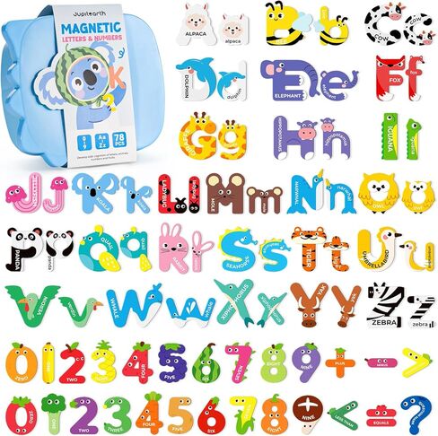 78 PCS Magnetic Letters, Large Cute Animal Alphabet Magnets for Fridge, Uppercase & Lowercase ABC Educational Toy, Choke-Proof Toddler Learning Toys for Kids Toddlers Preschool Learning Spelling in Saudi Arabia