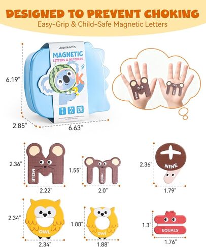 78 PCS Magnetic Letters, Large Cute Animal Alphabet Magnets for Fridge, Uppercase & Lowercase ABC Educational Toy, Choke-Proof Toddler Learning Toys for Kids Toddlers Preschool Learning Spelling in Saudi Arabia