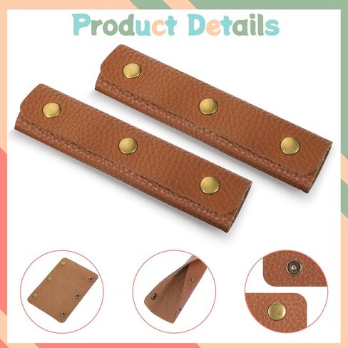 2 Pcs Leather Wrap Cover Handbag Handle Covers with Brass Clasp Soft Luggage Grip Protector Purse Wallet Strap Protector Pads for Suitcase Shopping Wallet Travel Bag Craft Making Supplies (Brown) in Saudi Arabia