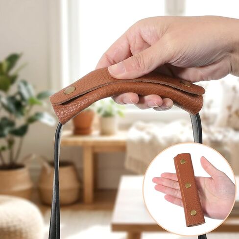 2 Pcs Leather Wrap Cover Handbag Handle Covers with Brass Clasp Soft Luggage Grip Protector Purse Wallet Strap Protector Pads for Suitcase Shopping Wallet Travel Bag Craft Making Supplies (Brown) in Saudi Arabia