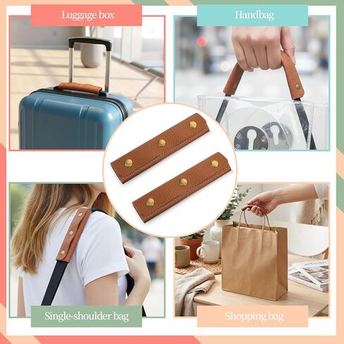 2 Pcs Leather Wrap Cover Handbag Handle Covers with Brass Clasp Soft Luggage Grip Protector Purse Wallet Strap Protector Pads for Suitcase Shopping Wallet Travel Bag Craft Making Supplies (Brown) in Saudi Arabia