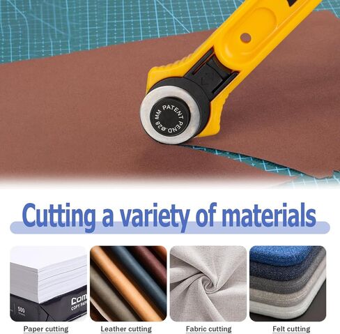 Mesee 28mm Rotary Cutter Kit for Fabric, Ergonomic Handle Rotary Fabric Cutter with 5Pcs Sharp Replacement Blades Quick Change Rolling Cutting Tool Set for Quilting, Sewing, Arts & Crafts in Saudi Arabia