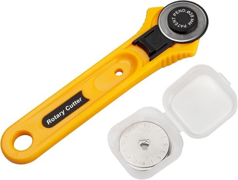 Mesee 28mm Rotary Cutter Kit for Fabric, Ergonomic Handle Rotary Fabric Cutter with 5Pcs Sharp Replacement Blades Quick Change Rolling Cutting Tool Set for Quilting, Sewing, Arts & Crafts in Saudi Arabia