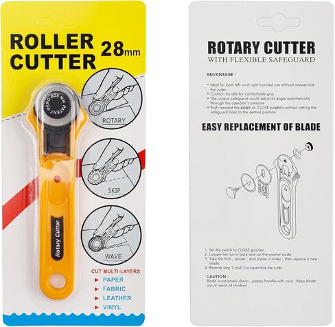 Mesee 28mm Rotary Cutter Kit for Fabric, Ergonomic Handle Rotary Fabric Cutter with 5Pcs Sharp Replacement Blades Quick Change Rolling Cutting Tool Set for Quilting, Sewing, Arts & Crafts in Saudi Arabia