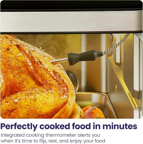 Chefman Air Fryer Toaster Oven Combo with Probe Thermometer, 12-In-1 Stainless Steel Convection Countertop, 10 Inch Pizza, 4 Slices of Toast, Cooking, Baking, Toasting, Roaster Oven Airfryer 20QT (Renewed) in Saudi Arabia
