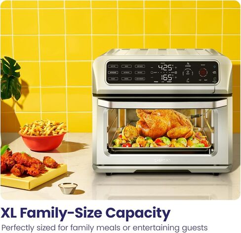 Chefman Air Fryer Toaster Oven Combo with Probe Thermometer, 12-In-1 Stainless Steel Convection Countertop, 10 Inch Pizza, 4 Slices of Toast, Cooking, Baking, Toasting, Roaster Oven Airfryer 20QT (Renewed) in Saudi Arabia