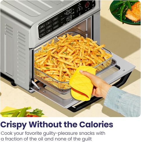 Chefman Air Fryer Toaster Oven Combo with Probe Thermometer, 12-In-1 Stainless Steel Convection Countertop, 10 Inch Pizza, 4 Slices of Toast, Cooking, Baking, Toasting, Roaster Oven Airfryer 20QT (Renewed) in Saudi Arabia