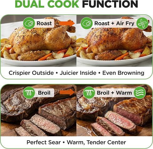 NutriChef 32 Quart Air Fryer & Oven | Digital Airfryer with 20 Presets, Dual Cook, Rotisserie, Bake & More | Multi-Function Convection Countertop Oven | Large Capacity | 18" x 17" x 14 | Black in Kuwait