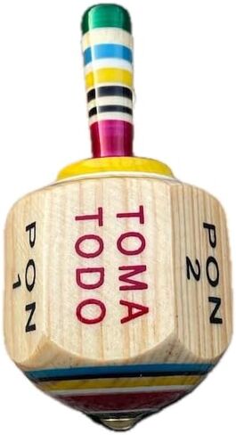 Toma Todo - Mexican Fiesta, Perfect for Family Parties, Kids, Adults, Bachelor Parties, or Baby Showers, Wooden Spinning Top Game Finish (Large (13 cm), 1, Piece) in Saudi Arabia
