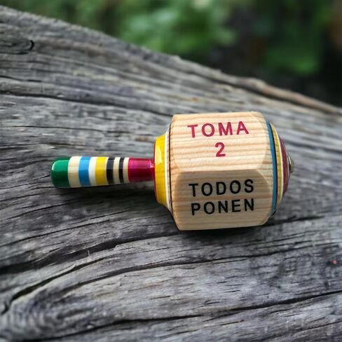 Toma Todo - Mexican Fiesta, Perfect for Family Parties, Kids, Adults, Bachelor Parties, or Baby Showers, Wooden Spinning Top Game Finish (Large (13 cm), 1, Piece) in Saudi Arabia