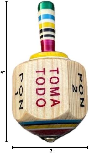 Toma Todo - Mexican Fiesta, Perfect for Family Parties, Kids, Adults, Bachelor Parties, or Baby Showers, Wooden Spinning Top Game Finish (Large (13 cm), 1, Piece) in Saudi Arabia
